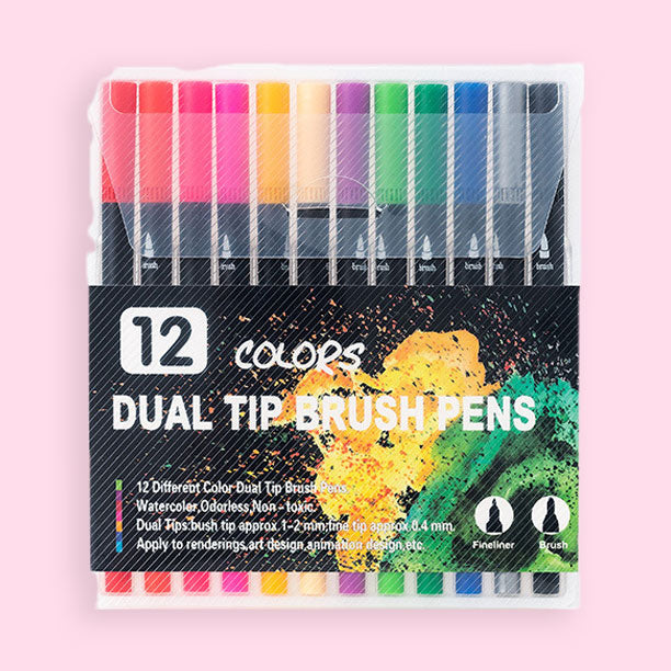 60 Color Dual Tip Brush Pen Set - Zenartify